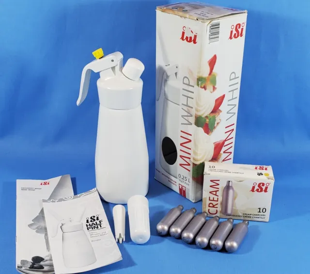 iSi Mini Whip .25L Half Pint White Whipped Cream Dessert Maker w/ 6 Chargers