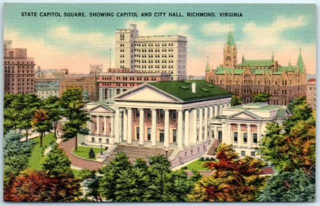 State Capitol Square, Showing Capitol and City Hall - Richmond, Virginia