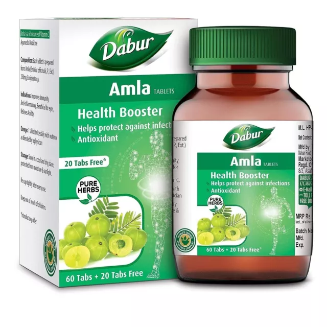 DABUR Amla Tablet Health Booster Rich Antioxidants Pure Herb 60 Tablet...