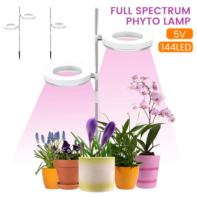 LED PLANT GROW Light 10W Full Spectrum Smart Plant Light USB Ring Head ...