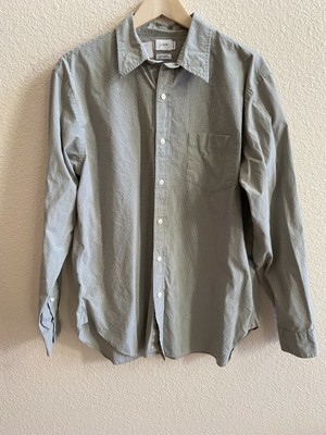 JCREW Mens Button Up Shirt Size Large 16.5-17 Beige Cotton Long Sleeve Check
