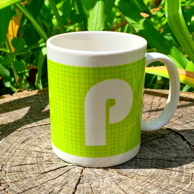 'GREEN TILE WHITE LETTER P' mug - 5 dollar mugs (5dms) ($5 mugs)