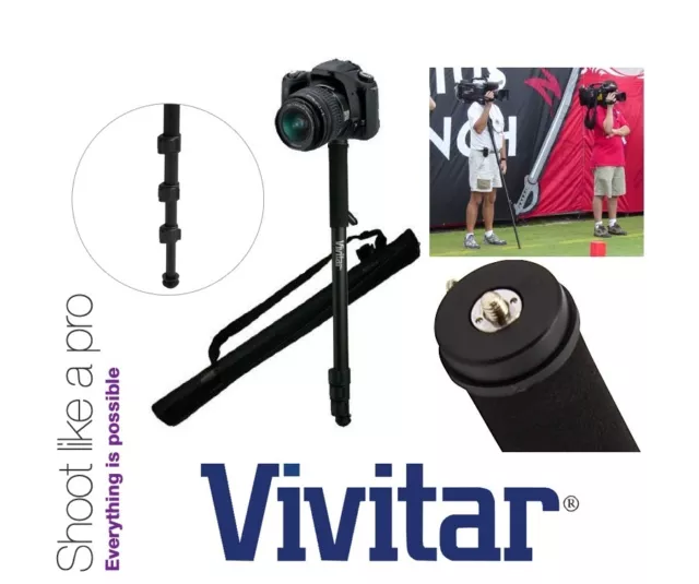 Pro Vivitar 67" Monopod With Case For Nikon Coolpix S33 A300 B700 A900 A10 L32