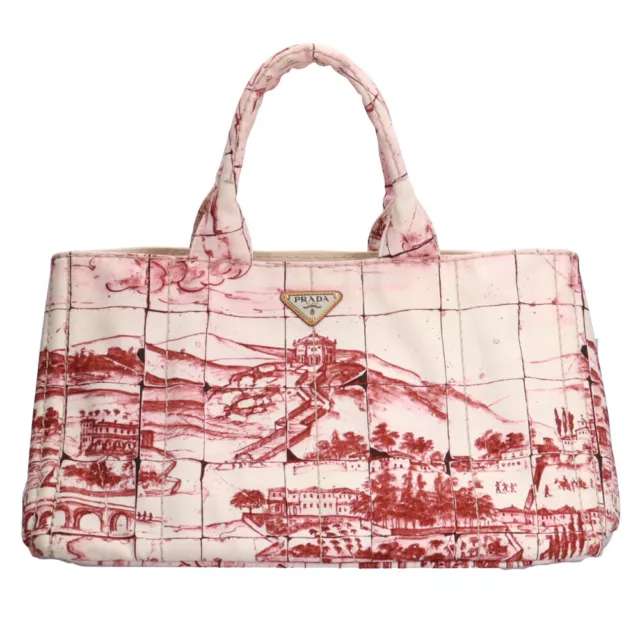 PRADA Stampata Tote Bag canvas Canapa used