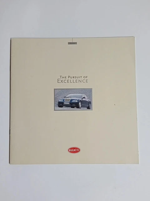 Brochure Bugatti THE PURSUIT OF EXCELLENCE Lingua Inglese con invito 1999