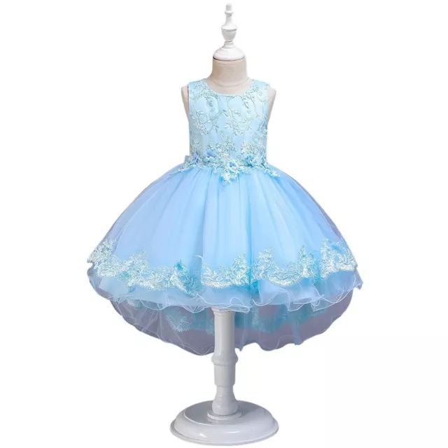 Abito Vestito Principessa Tulle Cerimonia Festa Ballo Bambina 4-8anni Celeste 04