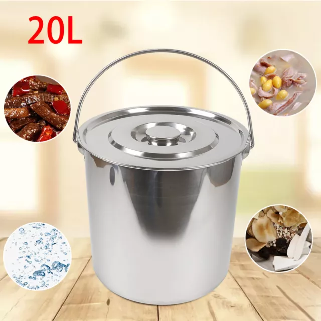 Cubo de cocina cubo de alimentación cubo de leche enfriador de vino espumoso cubo de acero inoxidable 20 litros m/tapa