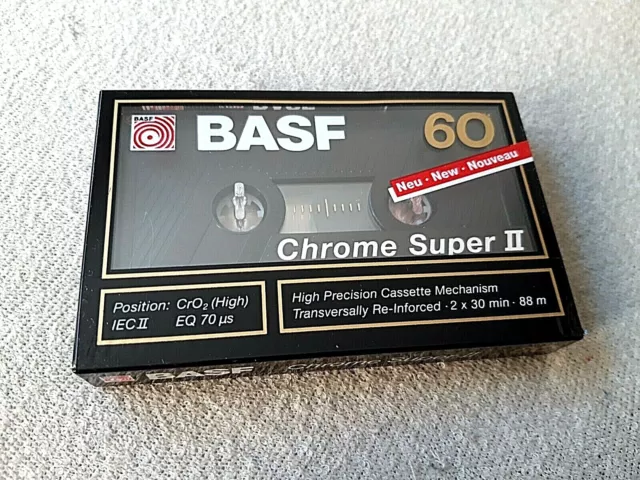 1x BASF CHROME SUPER II 60 - CASSETTE BLANK TAPE new SEALED 1989 made in Germany