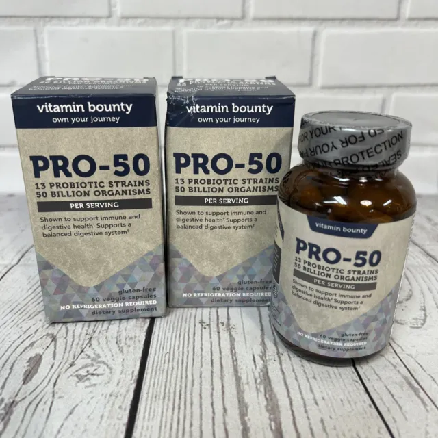 Vitamin Bounty Pro 50 Probiotic Strains 2 Bottles 60 CAPS Per Bottle Exp 2025
