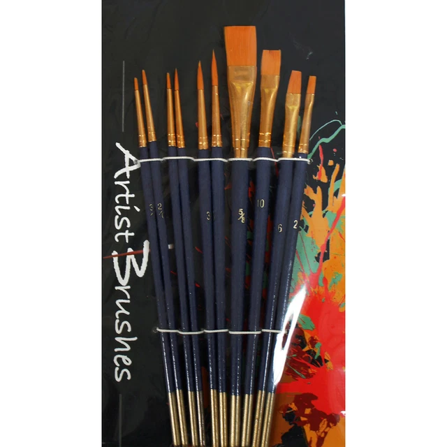 10 X Sintetico Arte e Mestiere Pittura Spazzole Set per Acrilico, Acquerello, Di
