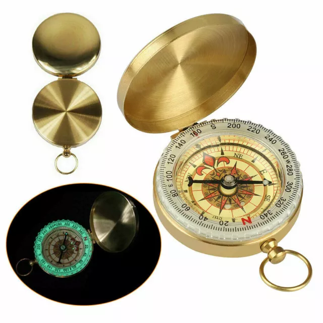 Portable Compass Brass Keychain Watch Pocket Outdoor Camping Hiking Navigation