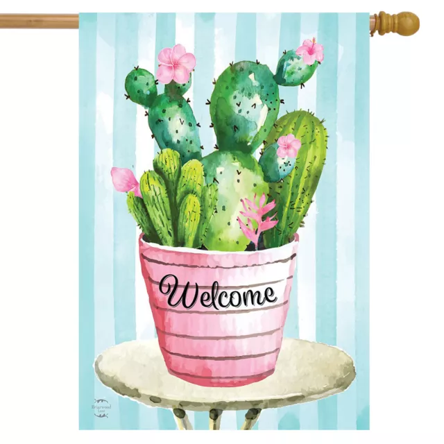 Cactus Bouquet Spring House Flag Welcome Floral 28" x 40 Briarwood Lane