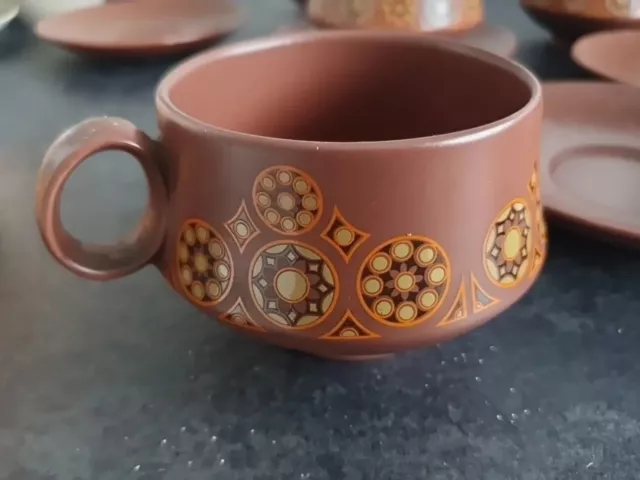 Vintage 1970s Carlton Ware Coffee Set - Brown Glaze Geometric Pattern 3