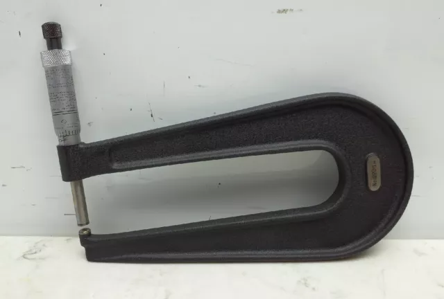 L.S. Starrett No. 222 1 in 6" Deep Throat Sheet Metal Micrometer RATCHET STOP