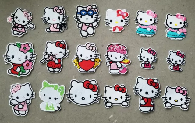 PINK BOW HELLO Kitty Iron/Sew on 10 pc Patch Set 1 of each as