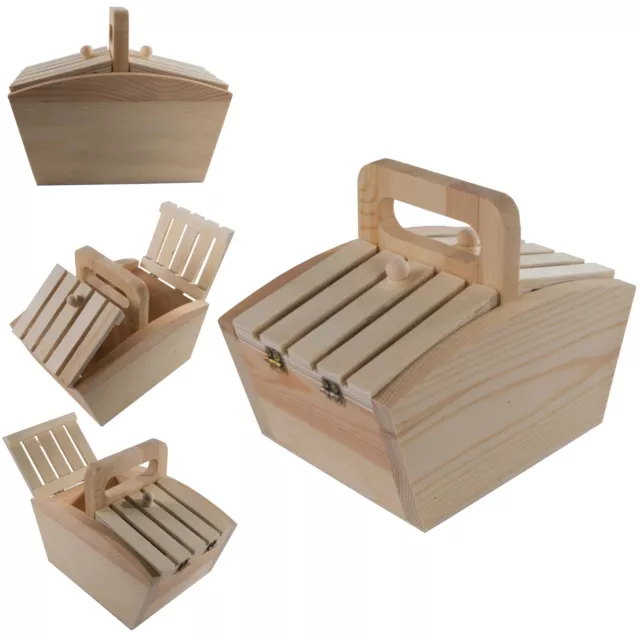 Small Wooden Sewing Box |18x12x14 cm| Artist Accessories Storage Craft Basket