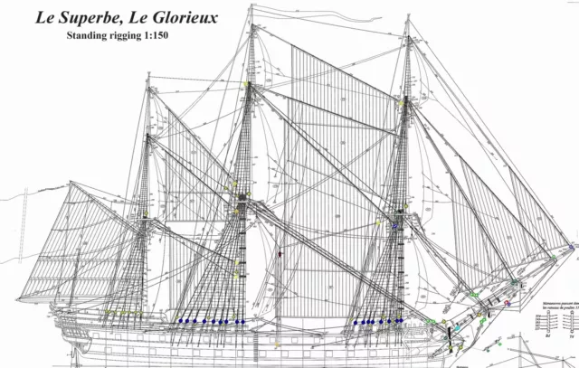 Heller- Superbe, Glorieux 1:150 - set of walnut CNC blocks for standing rigging 2