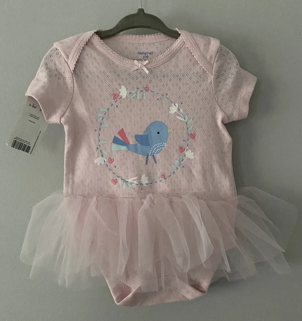 Baby Girl Romper 6-9 Months Pink Girly Chick Body Suit Vest W Tutu BNWT