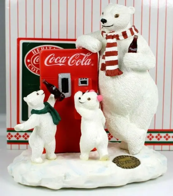 Coca Cola Heritage Collection 1996 Polar Bears At Vending Machine Figurine 77007