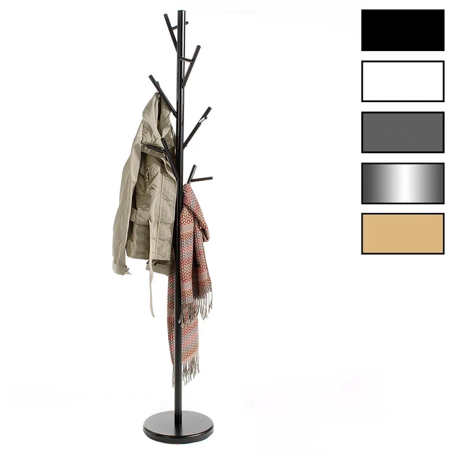 Garderobenständer Aus Metall - 7 Haken, 176cm Hoch, Schwarz, Platzsparend