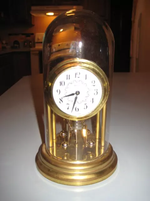 Vintage Schmid 8 Day Anniversary Dome Clock, West Germany Mini 5" Brass Wind-Up