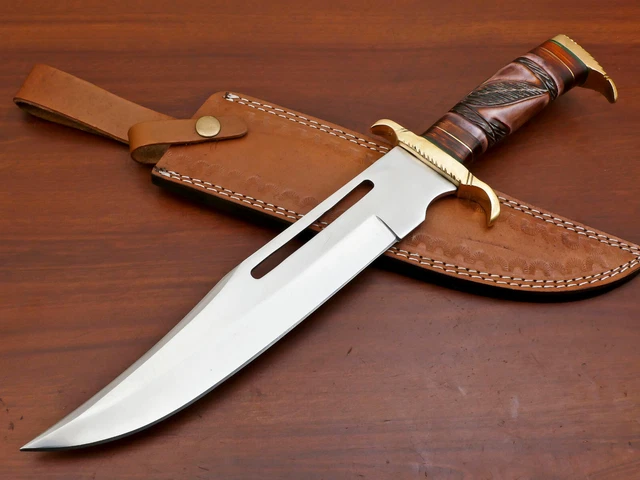 Custom Hand Made D2 Blade Bowie Hunting Knife- Stained Engraved Bone  - Za-3086 2