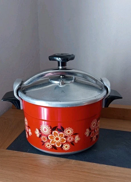 Superbe Cocotte Minute Vintage SEB Années 70/80 à Motifs Fleurs Orange - Occasion