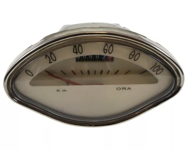 Tachometer UNI AUTO weiss, bis 110km/h, Muschelform für Vespa VBA, VBB, GL, GT 2