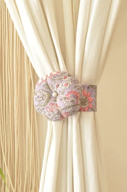 Beautiful Cotton Solid Printed Curtain Tieback Lavender Set of 2 Pcs 15 Inch