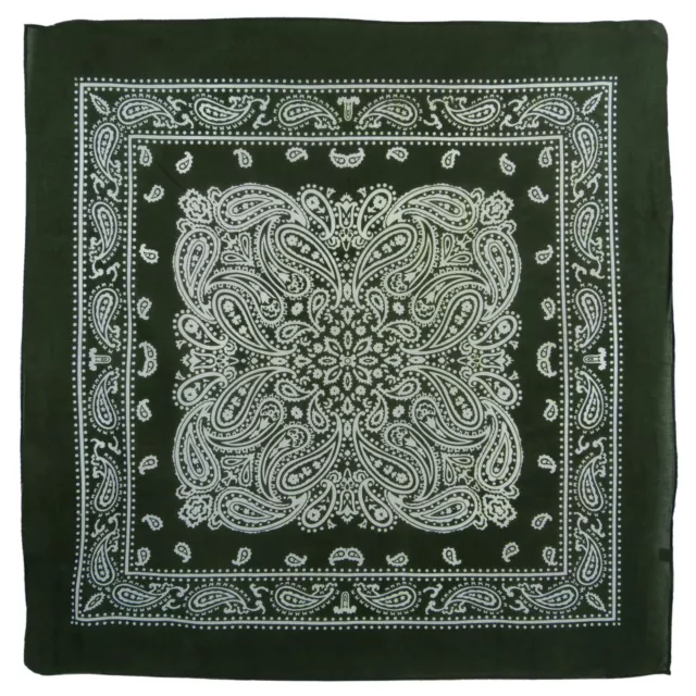 XL Montana Paisley Bandana Soft Lightweight Cotton Extra Large Green