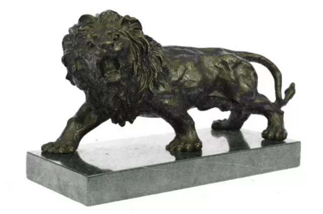 Handcrafted 14 LBS Large African Male Lion Museum Quality Bronze Statue Artwork 2