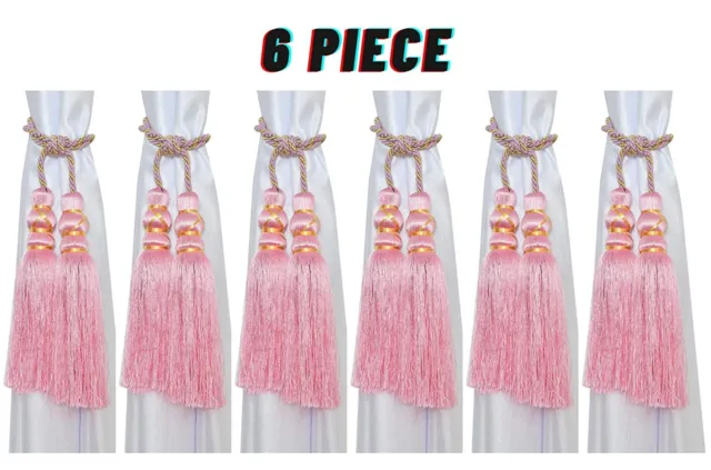Beautiful Tassel Rope Curtain Holders TieBacks for Home decor Light Pink Set of6 4