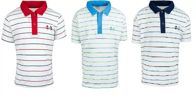 Boys Kids Striped Summer Cotton Polo Shirt Red Blue Navy Age 1 2 3 4 5 6 7 8 9