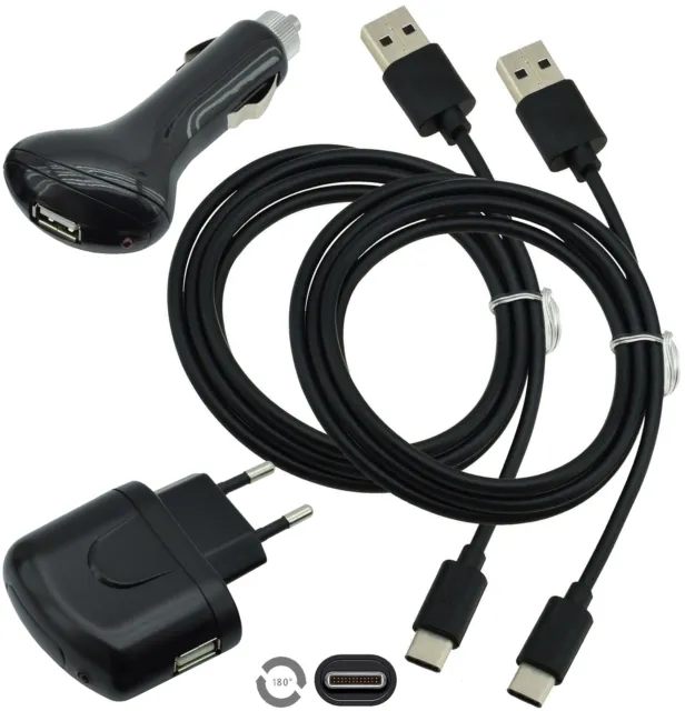 4in1 Lade Set 2x USB-C Datenkabel + KFZ Ladekabel Kabel für Google Pixel 6a