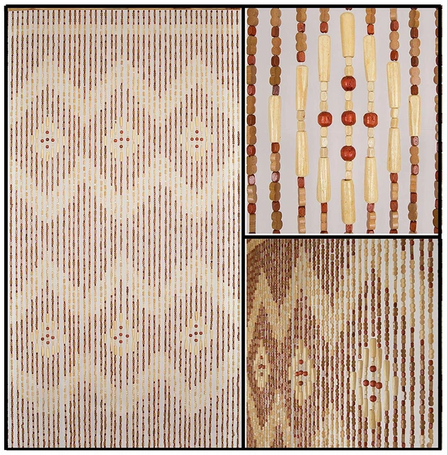 Wood Beaded Curtain-Door Beads-45 STRANDS-Wooden Boho Bohemian Doorway Curtain b
