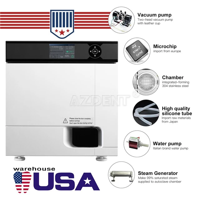 22L Autoclave Dental Esterilizador de Vapor Secado con Impresora Pantalla LED