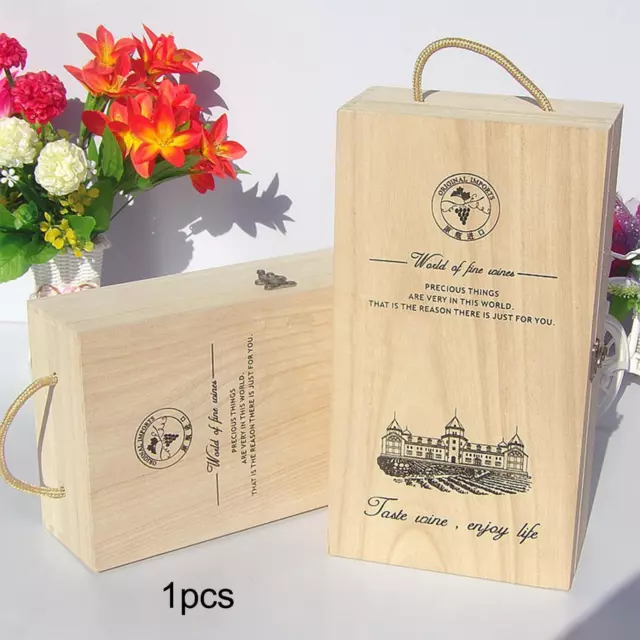 Wine Gift Box Wood Storage Wine Bottle Carrier for Anniversary Housewarming 3