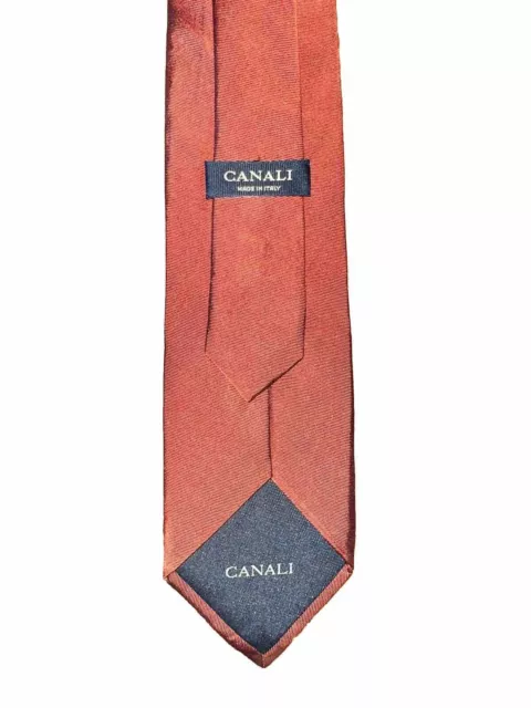 Canali Italy Luxury Solid Copper Orange Rep Tie Mens 100% Silk Neck Tie 3