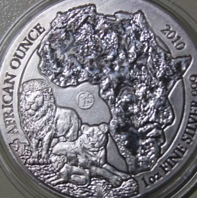 Ruanda 50 Francs Mirongo Itanu 2010 Silber 1 Oz F6283 "Lion" St-BU African Ounce 3