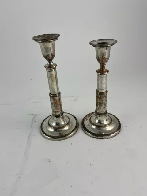 A Pair Of Old Sheffield Telescopic Silver Plated Candlesticks