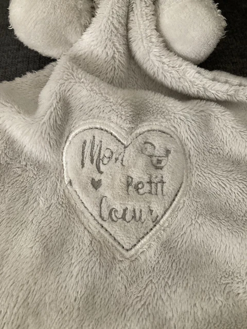 Doudou lapin blanc gris pois mouchoir Mon petit coeur POMMETTE 2