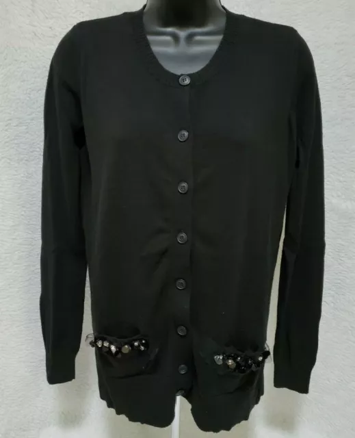 Simply Vera Vera Wang Cardigan Sweater Shirt Top Blouse Size S Womens Black