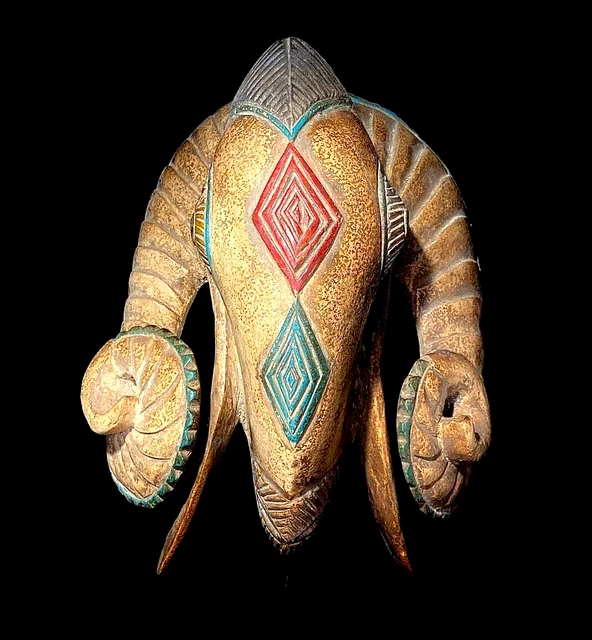 AFRICAN Mask Large The Hand Carved African Ram Mask, 'Powerful Ram mask-5733