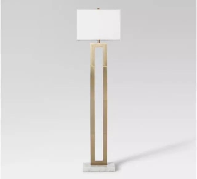 Weston Window Pane Modern Floor Lamp Brass & Marble Base