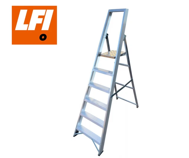 LFI PRO PROFESSIONAL Platform Aluminium 6 Step Ladder Heavy Duty ...