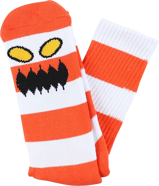 TOY MACHINE MONSTER BIG STRIPE CREW SOCKS RED 1pr