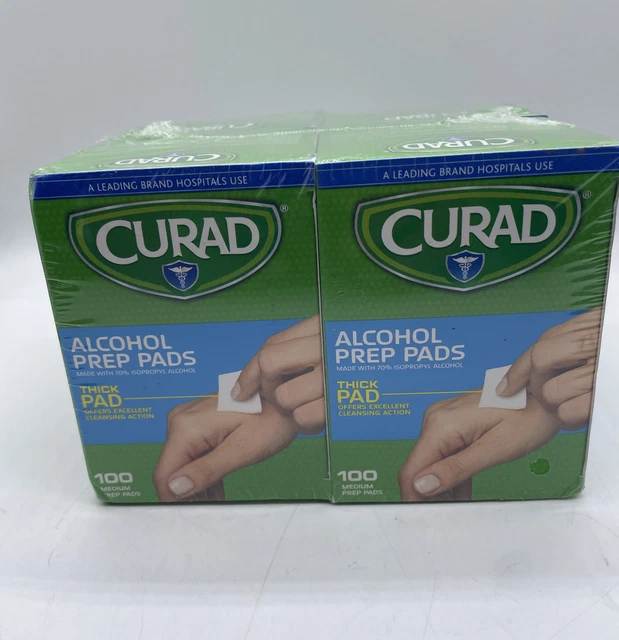 Almohadillas de preparación de alcohol CURAD 400 piezas en 4 cajas ALMOHADILLAS DE PREPARACIÓN MEDIANAS NUEVAS para diabéticos