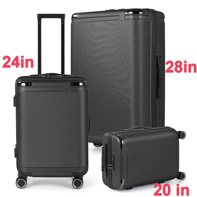 20/24/28" Suitcase 3Piece Set Luggage ABS Hardshell Trolley Lightweight TSA Lock