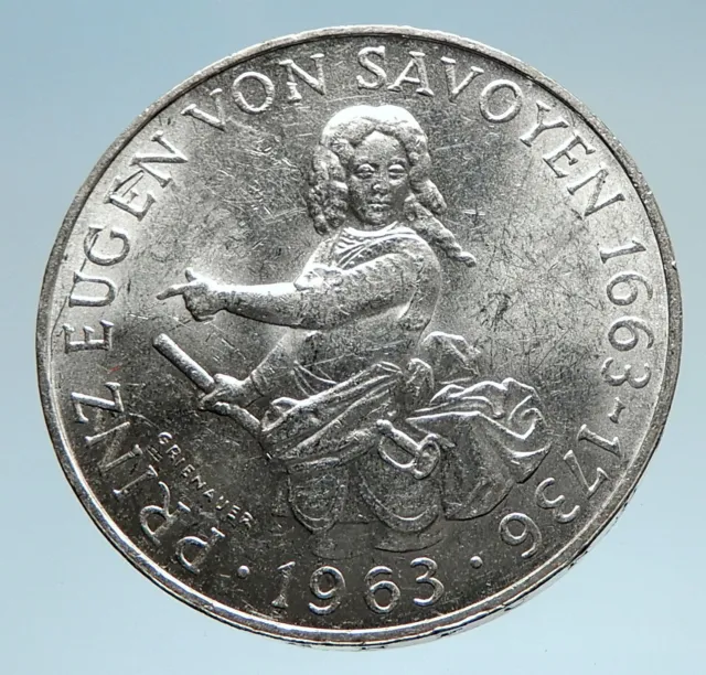 1963 AUSTRIA with Prince Eugen Antique Silver 25 Schilling Austrian Coin i74953