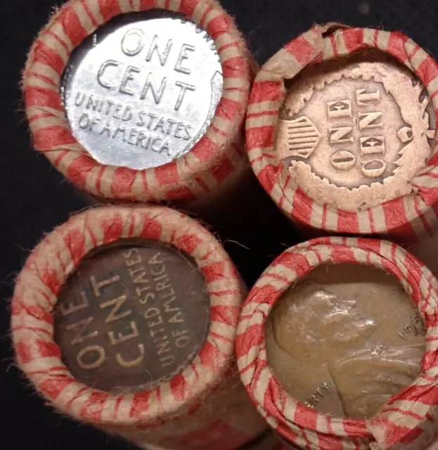 Estate Wheat Penny Roll Lot,  Wheat Cent Lot 1909 VDB -1958, Indian Head, Steel